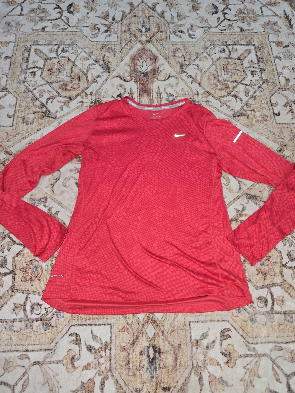 Nike Women’s Bright Red Long-Sleeve Dri-FIT Training Top